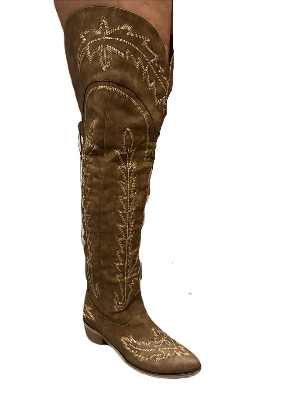 Sexytag Cowgirl Boots Thigh High Wide Calf Embroidered Western Cowboy Boots